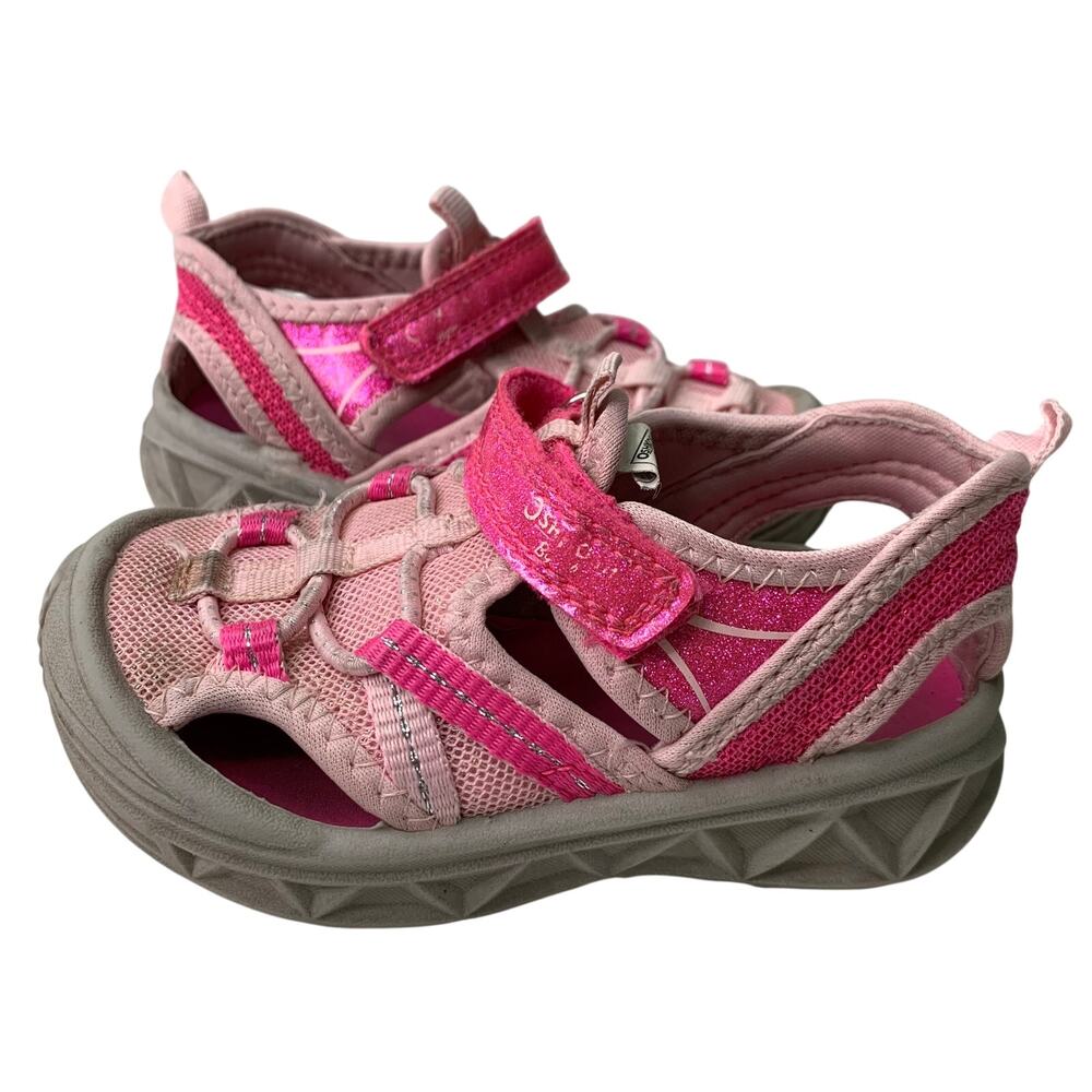 Osh Kosh Girls 6M Water Shoes Pink Glitter Bungee Open Hiking Walking Camping